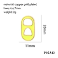 Neon yellow soda tab pendant detail with dimensions 20x11mm and copper gold plating - Fluorescent Yellow (P02343)