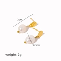 Elegant gold titanium steel stud earrings with white pearls and detailed measurements - Stainless Steel Mirror Round Pearl Earrings