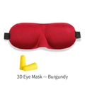 3D contoured blackout sleep mask in wine red color with matching foam earplugs - Burgundy / With Earplugs