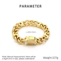 Dettagli del largo bracciale a catena cubana in acciaio inossidabile dorato per uomo - Oro