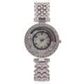 Montre à quartz argentée pour femme avec strass étincelants et cristaux flottants - Argenté