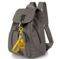 Sac à dos en toile grise pour voyage avec pendentif canard jaune et boucle métallique sûre - Toile / Gris (avec Pendentif Canard)