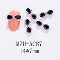 Makro-Detail von MZH-AC87 Schleife Nagelkunst-Schmuck mit schwarzem Edelstein und Silber - Silber Schwarz Emaille Stil (AC87)