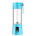 Portable electric juicer cup in sky blue finish with USB charging and safety features - Blue