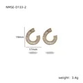 Orecchini a C in titanio dorato con cristalli taglio baguette, misura 19mm e peso 3,4g - Oro Zircone Bianco