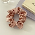 Elegant champagne gold satin scrunchie with silky finish for high ponytail styling - No Card / Rose Gold