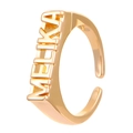 Adjustable gold ring featuring vertical MELIKA engraved letters for a minimalist look - KC Gold MELIKA Letter Style (X229)
