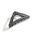 Dunkelgraue geometrische dreieckige Haarspange mit elegantem Steppmuster und Hohlraum - F528-3/Gesteppt Dreieckig Schwarz