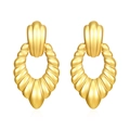 Chic 18K gold plated stainless steel teardrop shell earrings for women in retro style - Oval Drop Earrings Gold (MS-433)