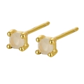 Minimalist S925 sterling silver stud earrings with white zircon in a golden finish - Milky White Gem (June)