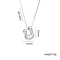 Silver chubby balloon letter pendant necklace in stainless steel with 40+5cm box chain - Letter U (Silver)