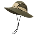 Atmungsaktiver schnelltrocknender Outdoor Sonnenhut mit Logo und verstellbarem Windseil - Verstellbar / Grün und Khaki