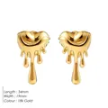 Boucles d'oreilles cœur style lave fluide en acier inoxydable doré 18 carats - Style Goutte de Lava (TE19515)