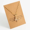 Elegant gold butterfly necklace with sparkling zircon crystals on white jewelry card - Style B Gold