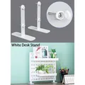 White desktop pegboard fixing bracket set with adjustable screws for table mounting - Pegboard Desktop Fixed Bracket - White