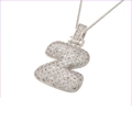 Silver iced-out letter Z pendant necklace with sparkling pavé cubic zirconia on box chain - Silver Z