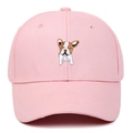 Cappellino da baseball in cotone rosa con ricamo Bulldog Francese regolabile - Rosa