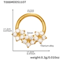 Detailed view of titanium alloy hinged nose ring with V-shaped sparkling zircon stones - Cluster Star Style (T006) / Gold
