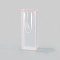 Clear PVC gift bag with pink piping and white ribbon handles for flower packaging - Small Floral Border Handbag 13*9*34 / Pink