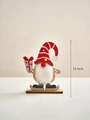 Gnomo navideño de madera con gorro de rayas rojas y patines de hielo, altura de 15,5 cm - Papá Noel con Gorro Rojo