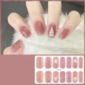 Nahaufnahme der Weihnachts-Gelnagelsticker CS-417 mit goldenen Bäumen und rosa Glitzer-Details - CS417