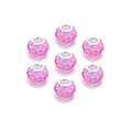 Faceted pink acrylic beads with silver core for DIY jewelry making and bracelets - Rose Red