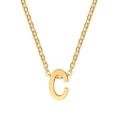 Polished 18K gold letter C pendant necklace with a delicate stainless steel cross chain - Letter C / Gold