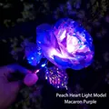 Luminous macaron purple gold foil rose with heart shaped LED handle for gifting - Macaron Purple + Heart Light