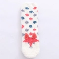 White coral fleece socks with blue pink polka dots and 3D red fox animal embroidery - Dotted Fox