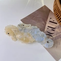 Pinza per capelli a forma di cavalluccio marino in acetato marmorizzato giallo e blu - Grigio Giallo