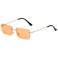 Gafas de sol rectangulares sin montura con lentes naranjas y patillas de metal dorado - Marco Dorado Lentes Naranjas