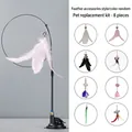 8-piece pet cat wand toy set with suction cup and random feather replacement heads - Upgraded Strong Suction Cup - Pink Feather + 8 Replacement Heads Set