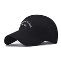 Klassische schwarze Baumwoll-Basecap mit WULVER-Stickerei und Berg-Logo für Damen und Herren - Schwarz