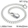 Silver punk style Cuban link pants chain with eagle head clasp and 60cm length detail - Eagle Head Style (KK039-Z) / 60CM