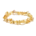 Handmade elastic bracelet featuring irregular natural yellow citrine crystal stone beads - Citrine