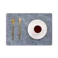 Rectangle grey textured leather placemat with golden cutlery and coffee cup on table - Rectangle / Rectangular Fog Blue
