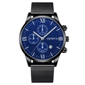 Orologio cronografo da uomo con cinturino a maglia nera e quadrante blu con numeri romani - Quadrante Blu Lancette Argento Cinturino Nero
