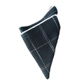 Navy blue checkered pocket square folded in a triangle shape for men's formal suits - Navy White Plaid (17)