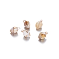 Detailed macro view of five strawberry-shaped acrylic shell pendants with marble texture - Strawberry B31