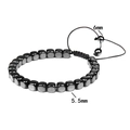 Detail view of woven hematite bracelet with 5.5mm square beads and 6mm round bead accents - 6x6mm Rounded Square