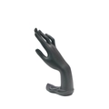 Black matte hand-shaped jewelry display stand for rings and bracelets on white background - Black