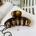 Elegant large amber tortoise shell flower hair claw clip with a glossy resin finish - Keel Style Claw / Approx 11cm / Matte Light Tortoise