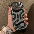 Chic snake print iPhone 16 Pro Max case with realistic gray python texture and fashion style - Silver Black Python / iPhone 16E