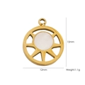 14K gold stainless steel sunburst charm with white inlay, 15x12mm size and 1.1g weight - 4 Round White Shell