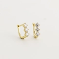 Eleganti orecchini a cerchio a U in argento S925 dorato con tre zirconi trasparenti - Argento 925 / Oro