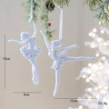 Adornos navideños de bailarina de ballet blancos con pedrería plateada, set de dos piezas - Estilo de Chicas Bailando