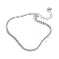 Sleek silver herringbone stainless steel woven bracelet with adjustable lobster clasp - Silver Woven Chain Bracelet (PB836)