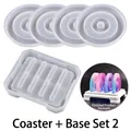 5-piece silicone mold set including 4 round coasters and 1 storage base for resin DIY - Ring Coaster Set 02