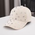 Beige corduroy baseball cap with silver metal letter studs for a street style look - Adult / Beige