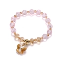 Pink crackle beaded bracelet with golden crystal beads and butterfly pendant - Butterfly Style / Pink